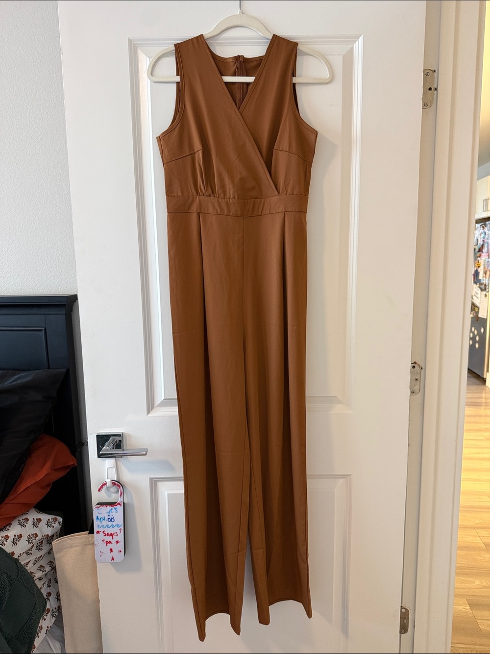 Sleeveless Brown Wrap-Front Jumpsuit